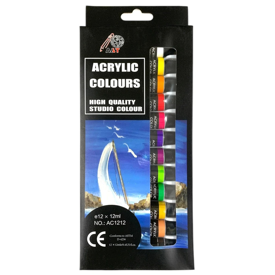 A&T Acrylic Paint 12 Colors 12 ml
