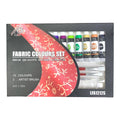 A&T Fabric Color Set 12 Colors with Brushes and Pallete || الوان قماش اي اند تي ١٢ لون مع فرش و باليت