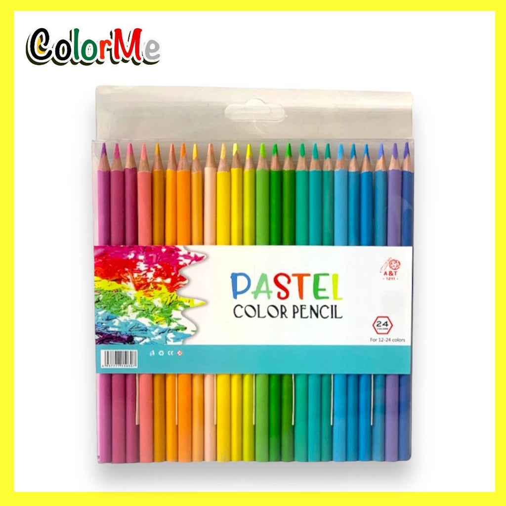 أقلام تلوين باستيل كولور مي من إيه آند تي، 24 لوناً || A&T Color Me Pastel Coloring Pencils 24 Colors
