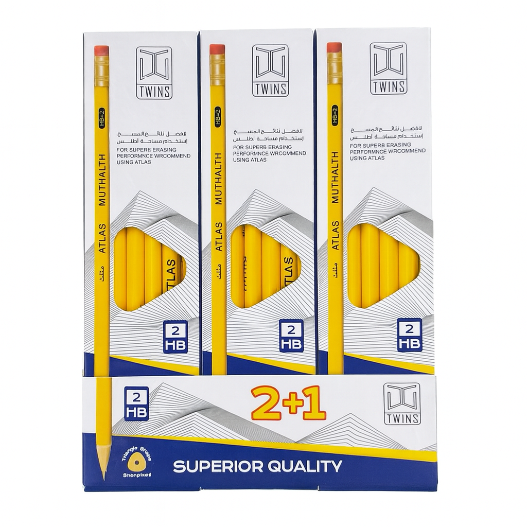 عرض أقلام رصاص مثلثة توينز ٢+١ || Twins Triangle Pencil Offer 2+1