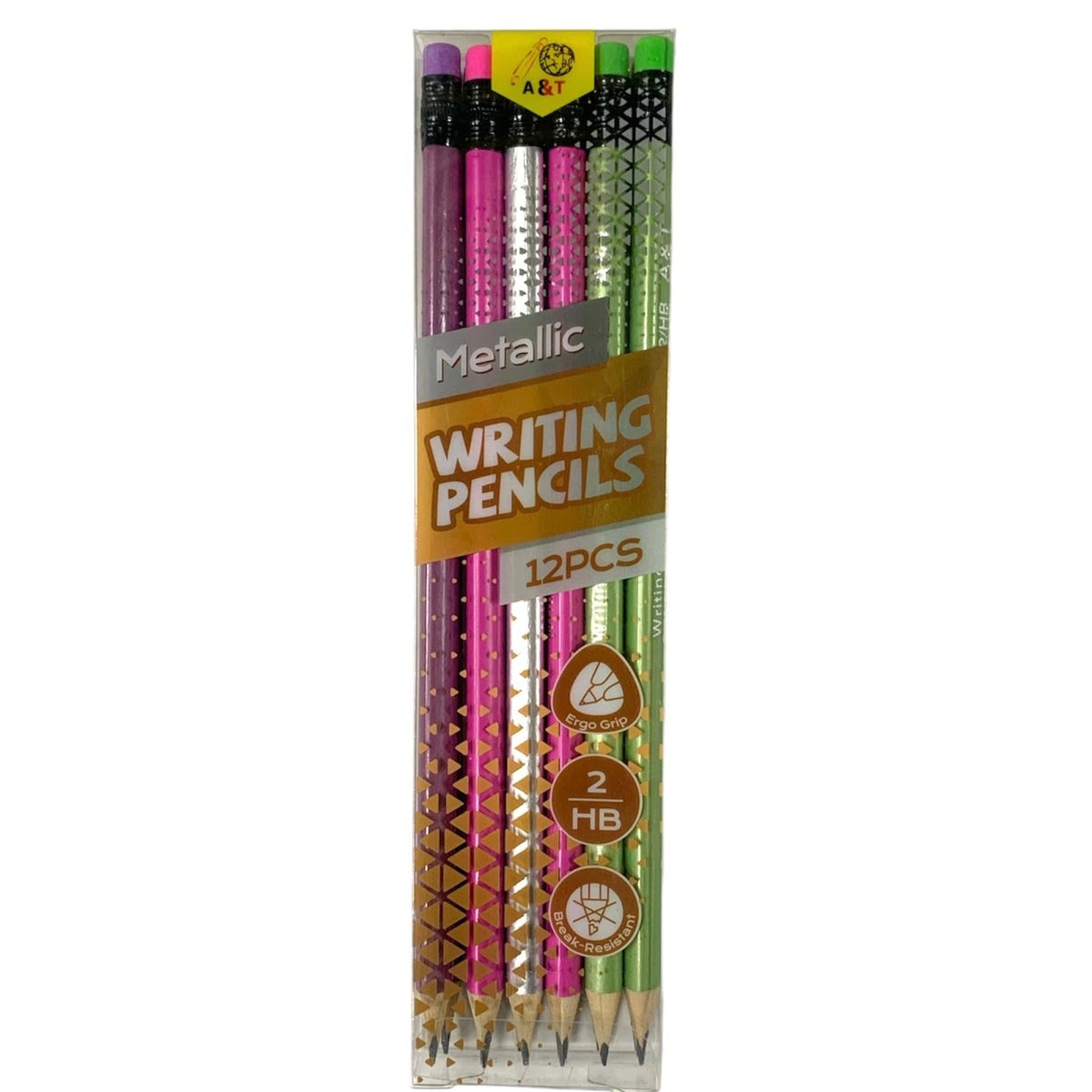 أقلام رصاص معدنية من A&T، 12 قطعة || A&T Metallic Writing Pencil 12 Pcs