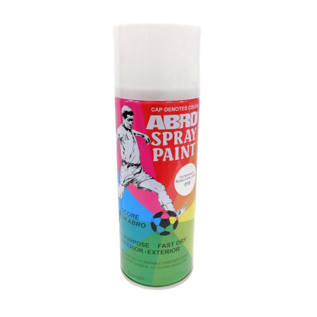 Abro Spray Paint Gloss White || دهان صبغ رش سبراي ابرو ابيض لامع