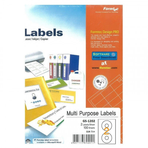 Formtec A4 Label CD/DVD 2 Stickers || ورق لاصق فورماتك لأقراص CD/DVD عدد 2 ملصق