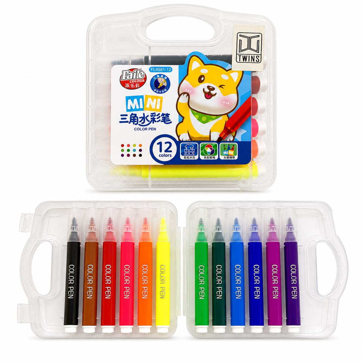 Twins Fox Mini Marker 12 Colors || أقلام تحديد توينز فوكس ميني 12 لونًا