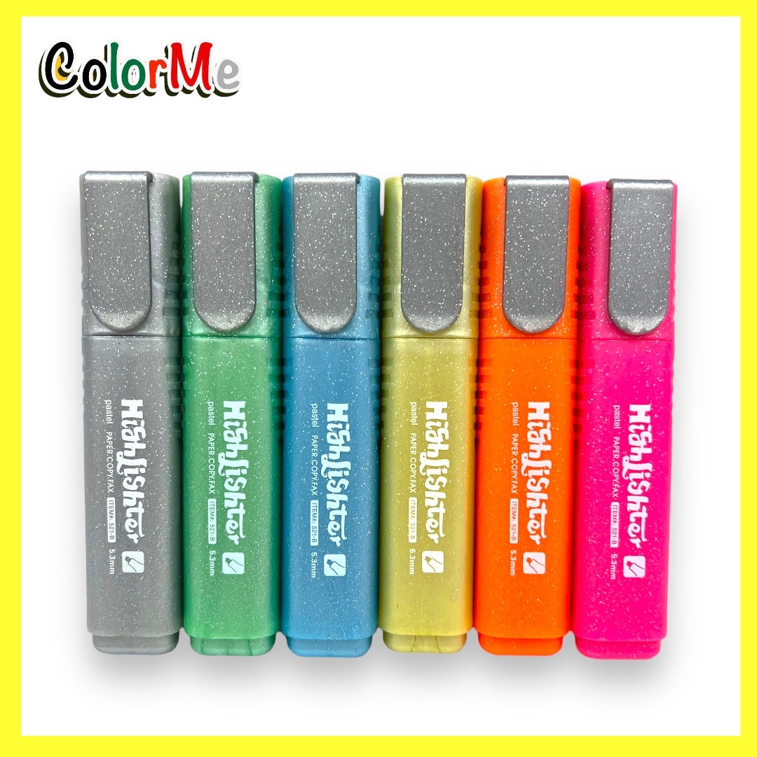A&T Color Me Highlighter Set 6 Metallic Colors || مجموعة اقلام كولور مي تخطيط هايلايتر فسفوري ٦ لون ميتاليك