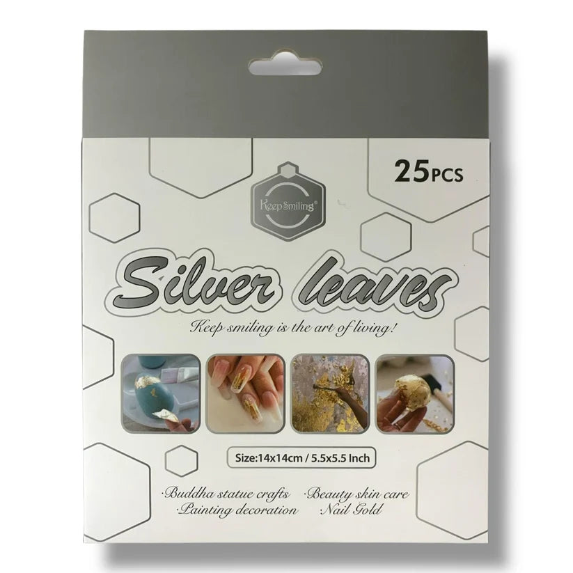 Keep Smiling Silver Leaves 25 Pcs