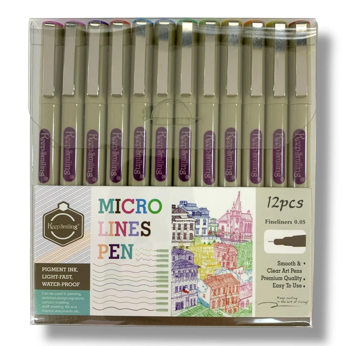 Keep Smiling Colored Micron Pens 0.05 mm 12 Colors