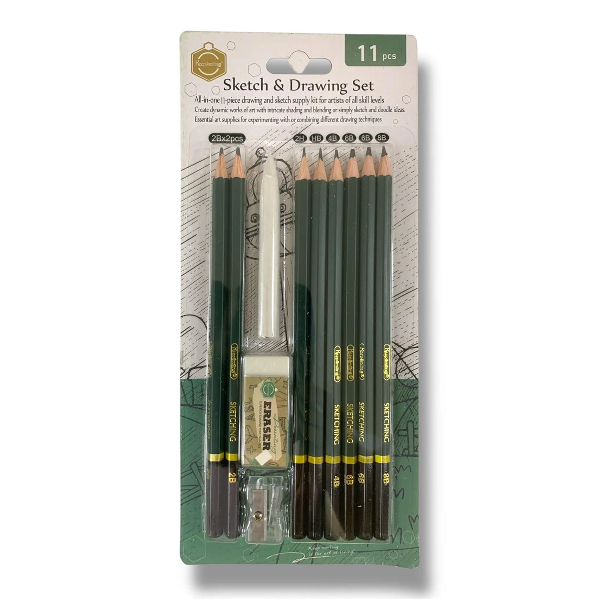 Keep Smiling Sketch Drawing Set 11 pcs