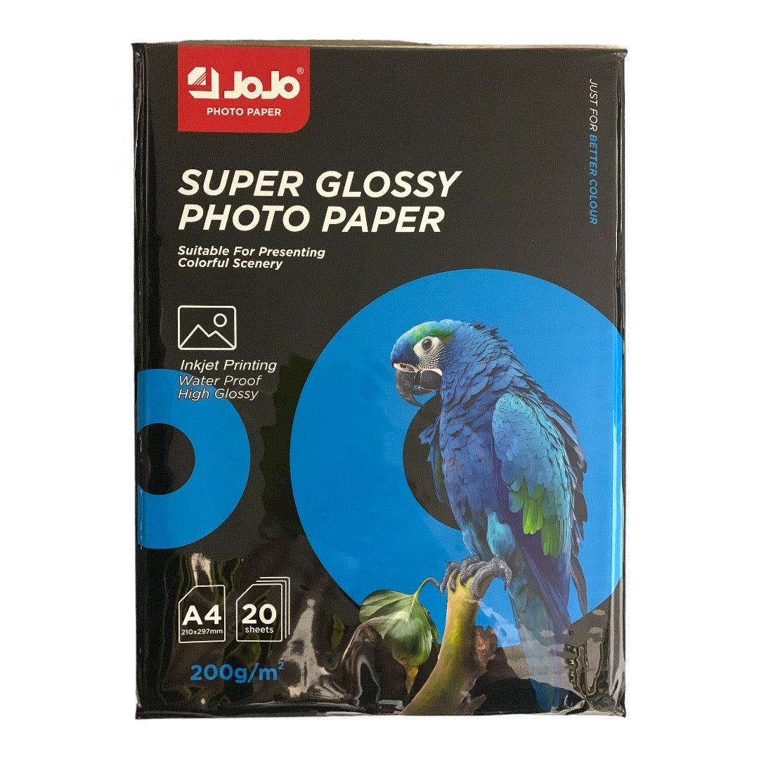 Jojo Super Glossy Photo Paper 200 g 20 Pcs || ورق تصوير جوجو لامع جداً ٢٠٠ جرام ٢٠ ورقة