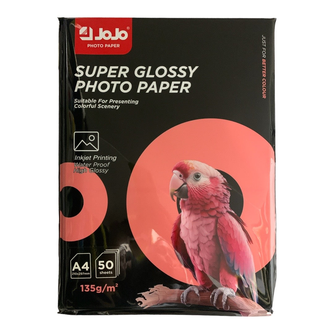 Jojo Super Glossy Photo Paper 135 g 50 Pcs || ورق تصوير جوجو لامع جداً ١٣٥ جرام ٥٠ ورقة