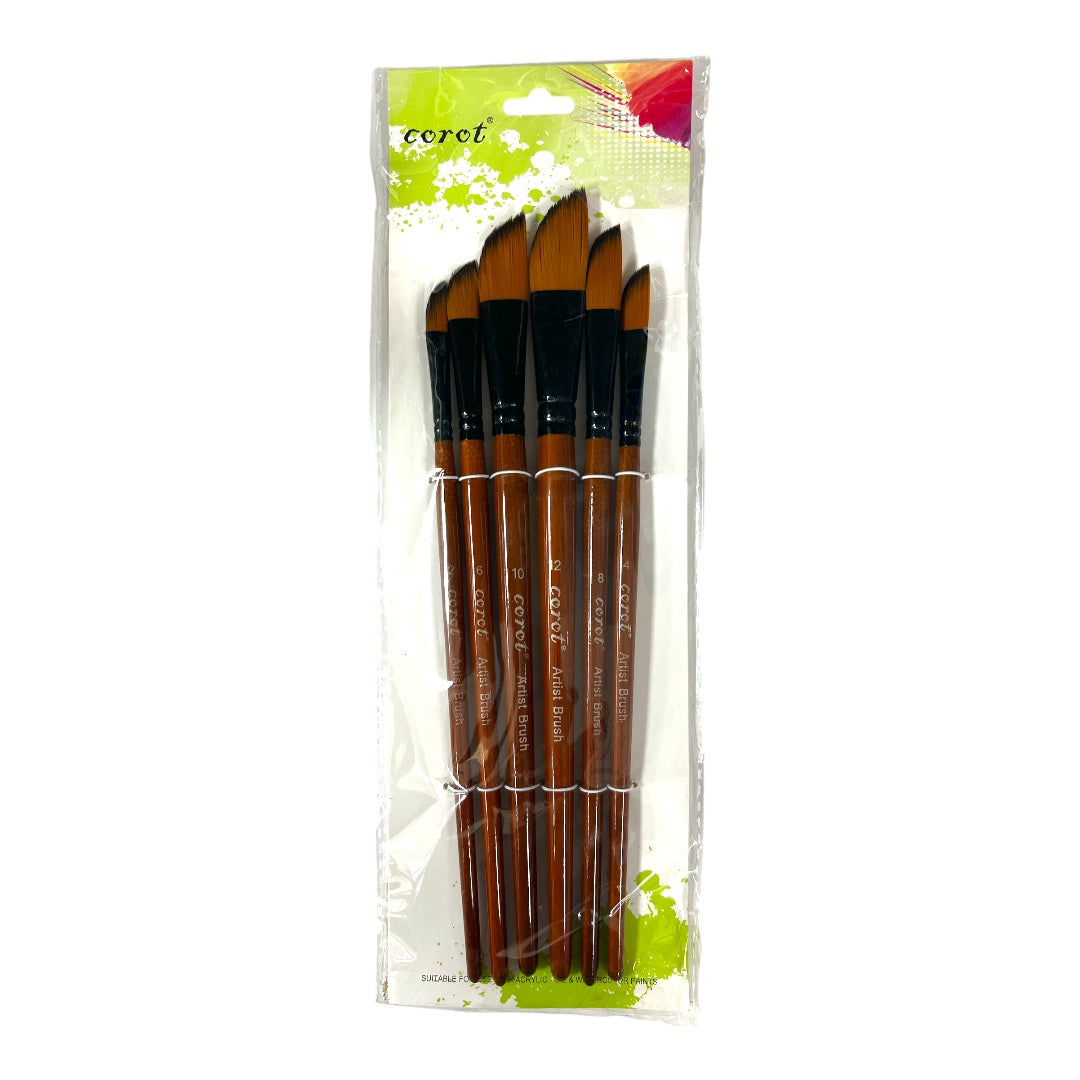 فرشاة رسم الفنانين من كوروت برأس مشطوف || Corot Artist Brush Flat Head Angled