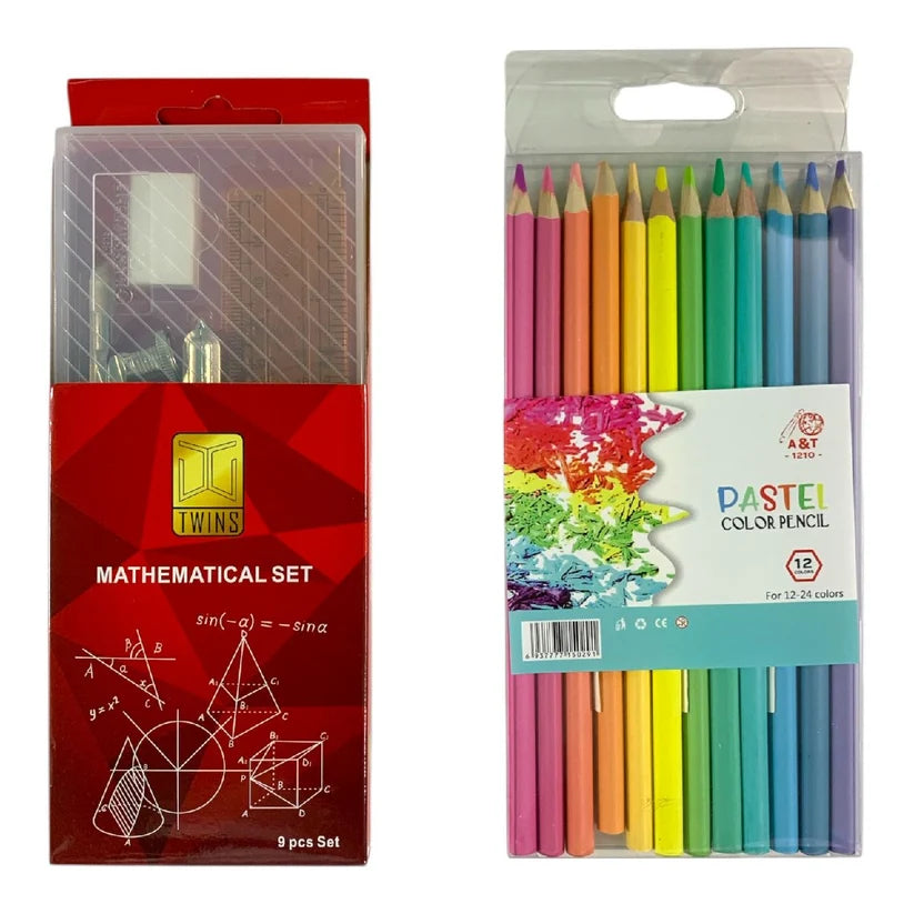 Math Set & Pastel Pencils - Art & Geometry Kit