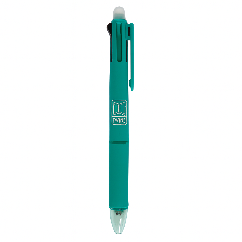 A&T Twins 4 Color Erasable Pen + Pencil Teal Color || قلم حبر قابل للمسح بأربعة ألوان مع قلم رصاص من إي آند تي توينز - لون تركوازي