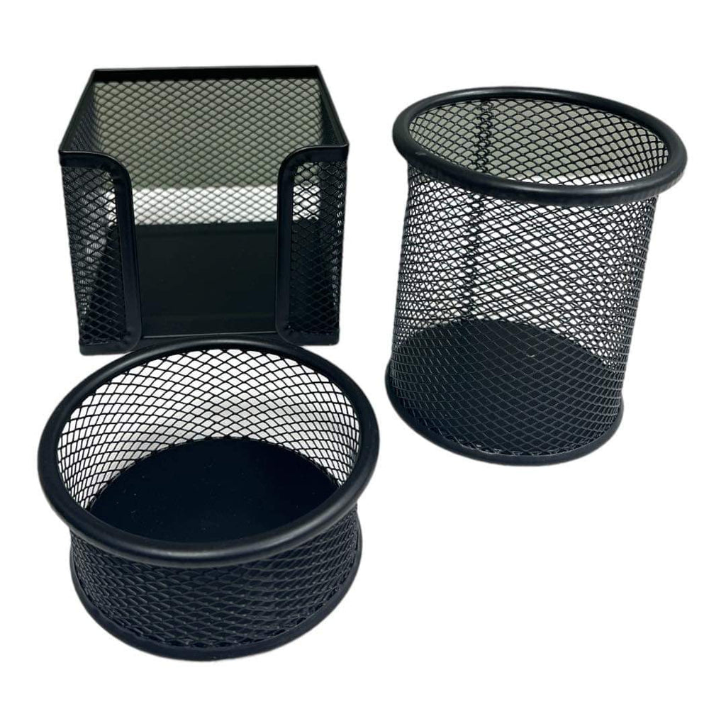 Black Mesh Desktop Set 3 Pcs || طقم مكتب شبك أسود ٣ قطع