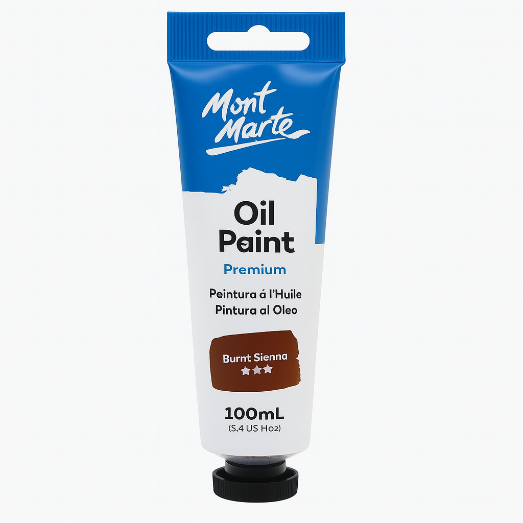 Mont Marte Premium Oil Paint 100 ml Burnt Sienna || ألوان زيتية بريميوم من مونت مارت 100 مل، لون سيينا محروق