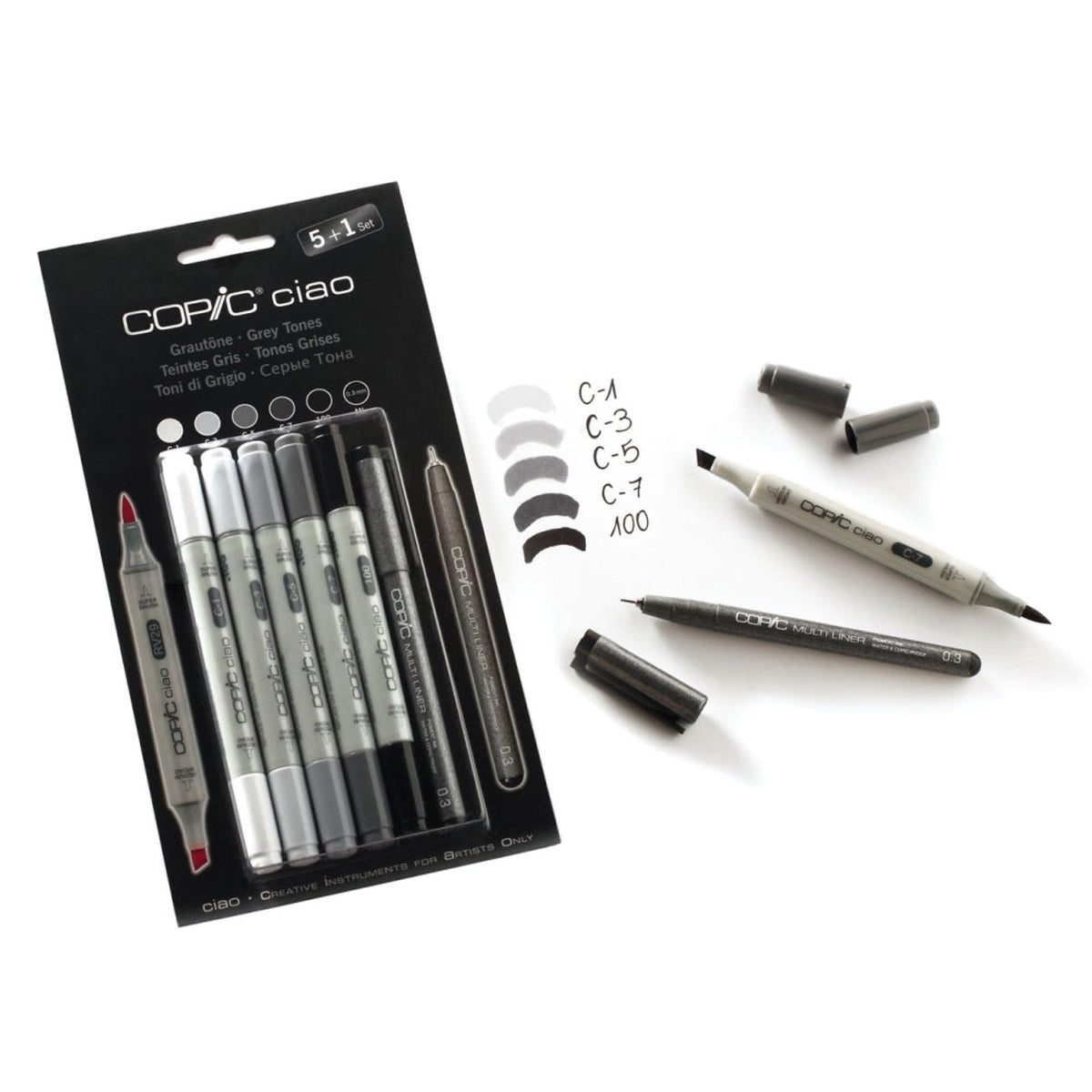 أقلام كوبيك تشاو تدرجات الرمادي 5+1 || Copic Ciao Grey Tones 5+1