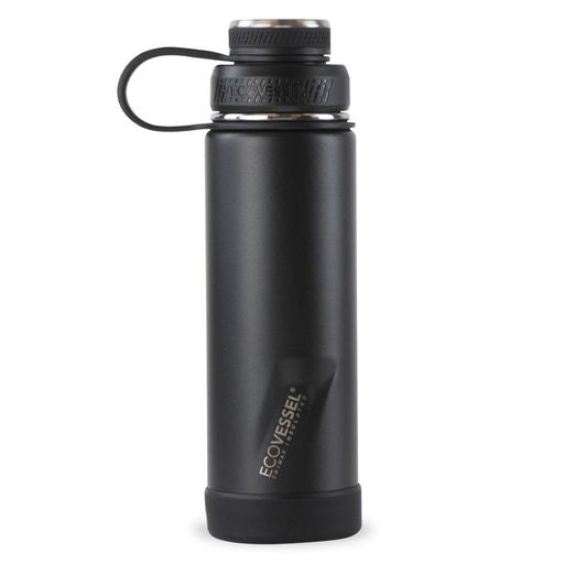 EcoVessel Boulder 20 oz TriMax Insulated Stainless Steel Bottle - Black Shadow || زجاجة EcoVessel Boulder سعة 20 أونصة TriMax ستانلس ستيل معزولة - Black Shadow
