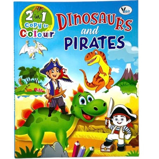 Copy to Color Dinosaurs and Pirates || قصة اطفال الديناصورات والقراصنه انجليزي قابلة للتلوين