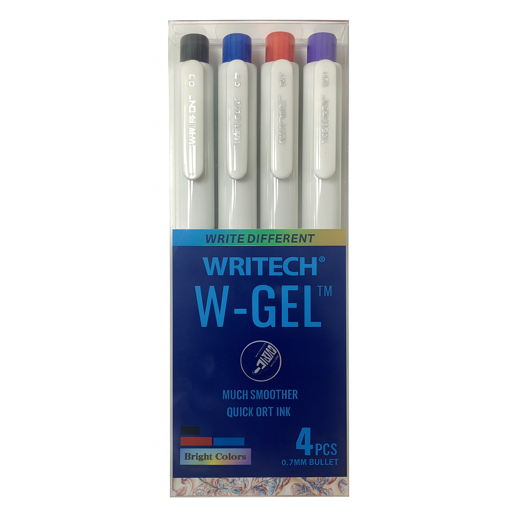 أقلام جل قابلة للسحب من رايتك، 4 قطع || Writech Retractable Gel Pens 4 Pcs