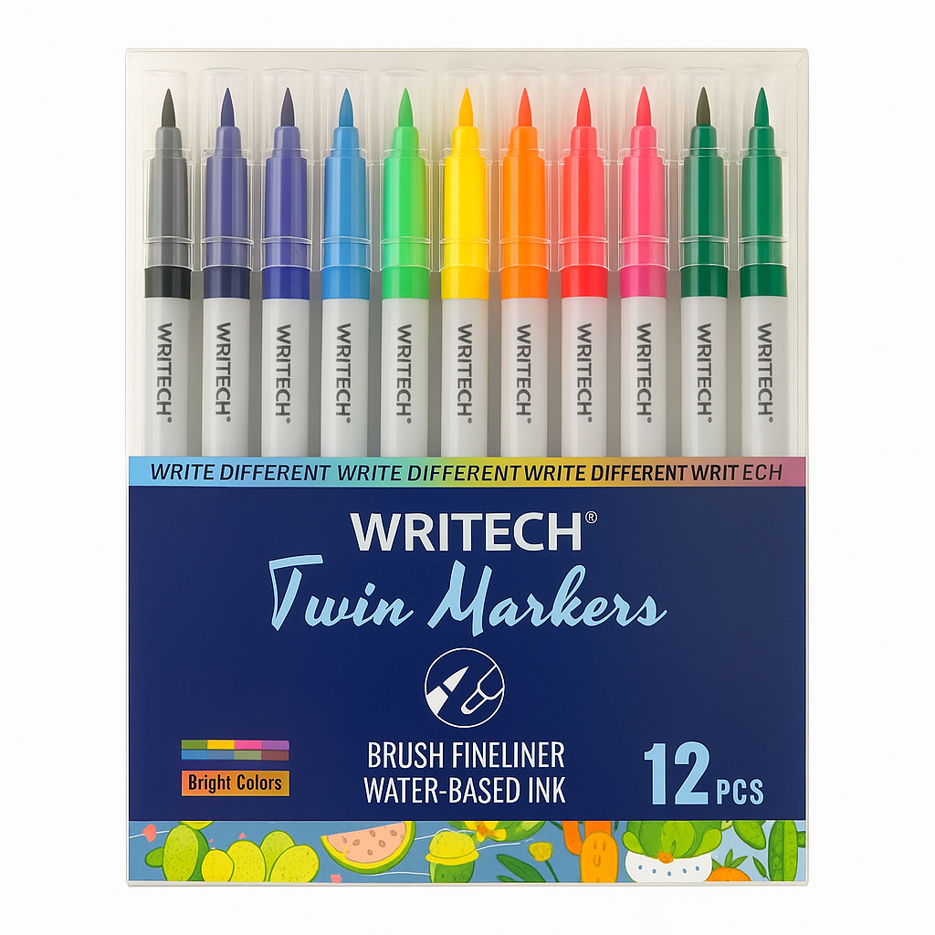 أقلام تلوين رايتيك برأسين 12 لوناً || Writech Twin Markers 12 Colors