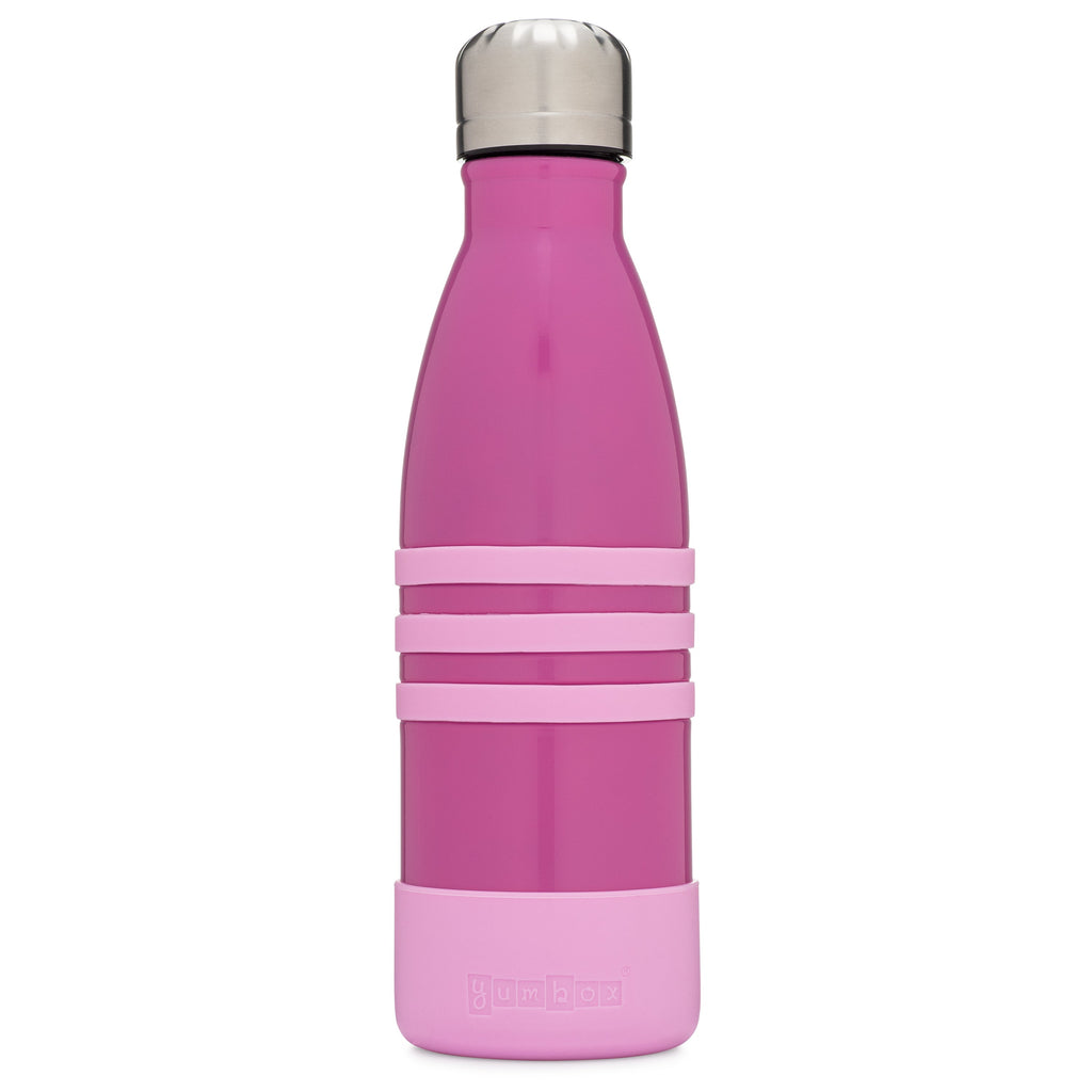 Yumbox Aqua Water Bottle with Steel Cap - Pacific Pink || زجاجة ماء يامبوكس Aqua بغطاء ستانلس ستيل - Pacific Pink