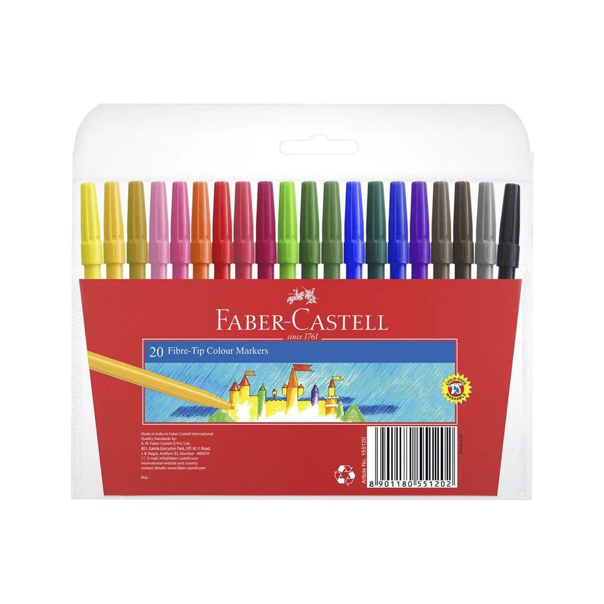 Faber Castell 20 Colored Markers Felt Tip