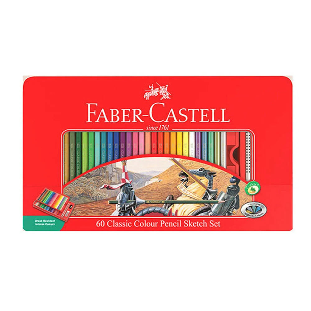 Faber Castell 60 Classic Color Pencils Metal Tin Case Box