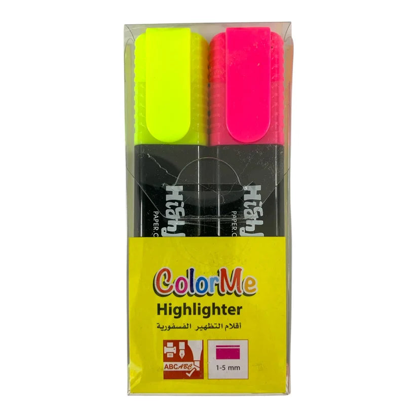 A&T Color Me Highlighter Set 2 Colors Yellow + Pink