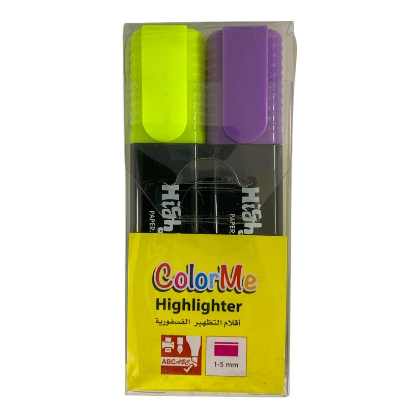 A&T Color Me Highlighter Set 2 Colors Yellow + Purple