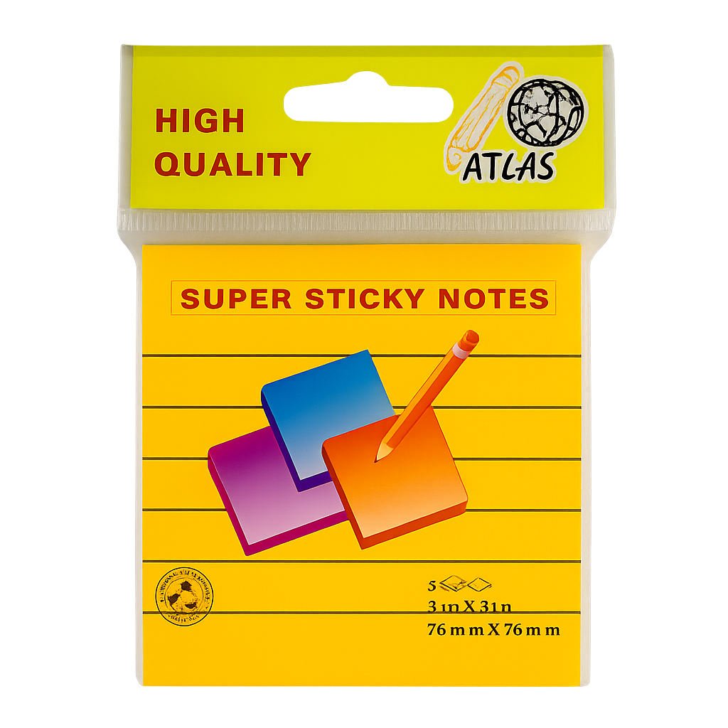 A&T Lined Super Sticky Notes 3x3 || ورق ملاحظات لاصق سوبر مسطر 3×3