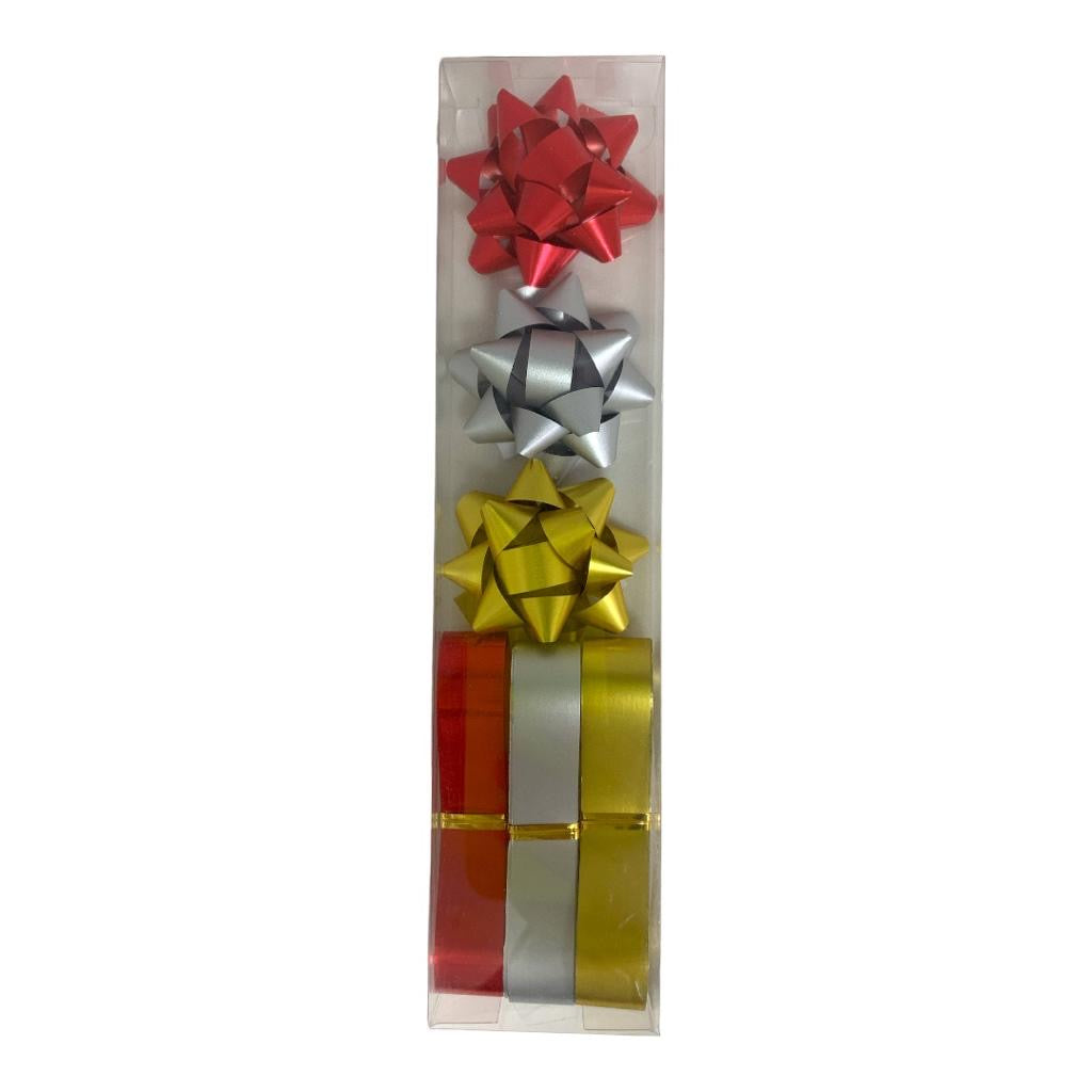 Triplets Shining Ribbon and Bow Pack || طقم أشرطة وفيونكات لامعة ٣ ألوان