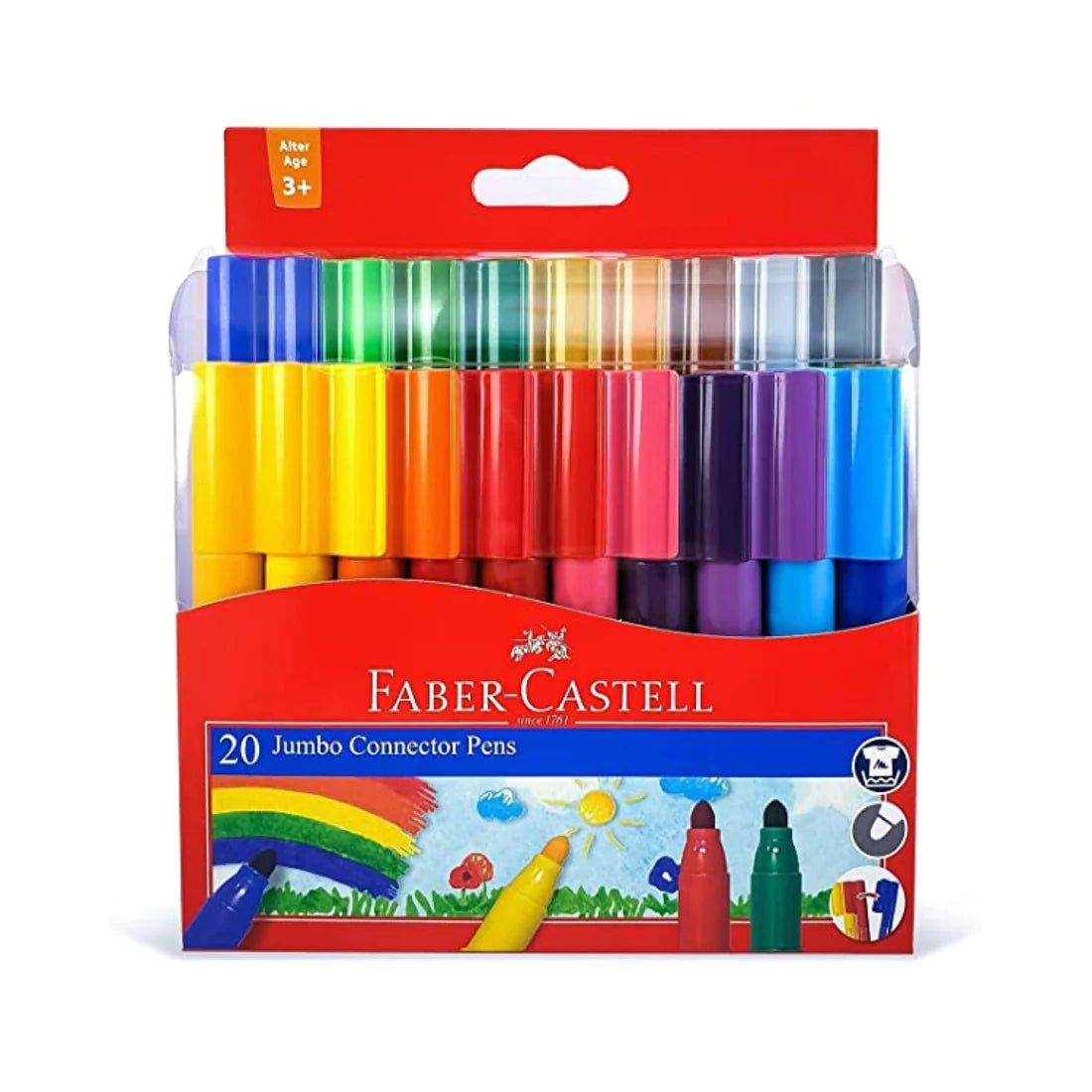 Faber Castell Jumbo Connector Felt Tip 20 Colored Pens