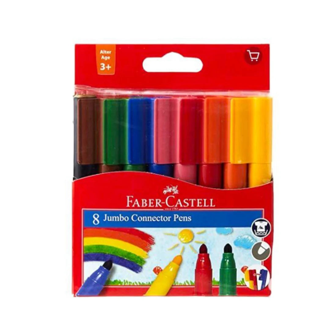 Faber Castell Jumbo Connector Felt Tip 8 Colored Pens