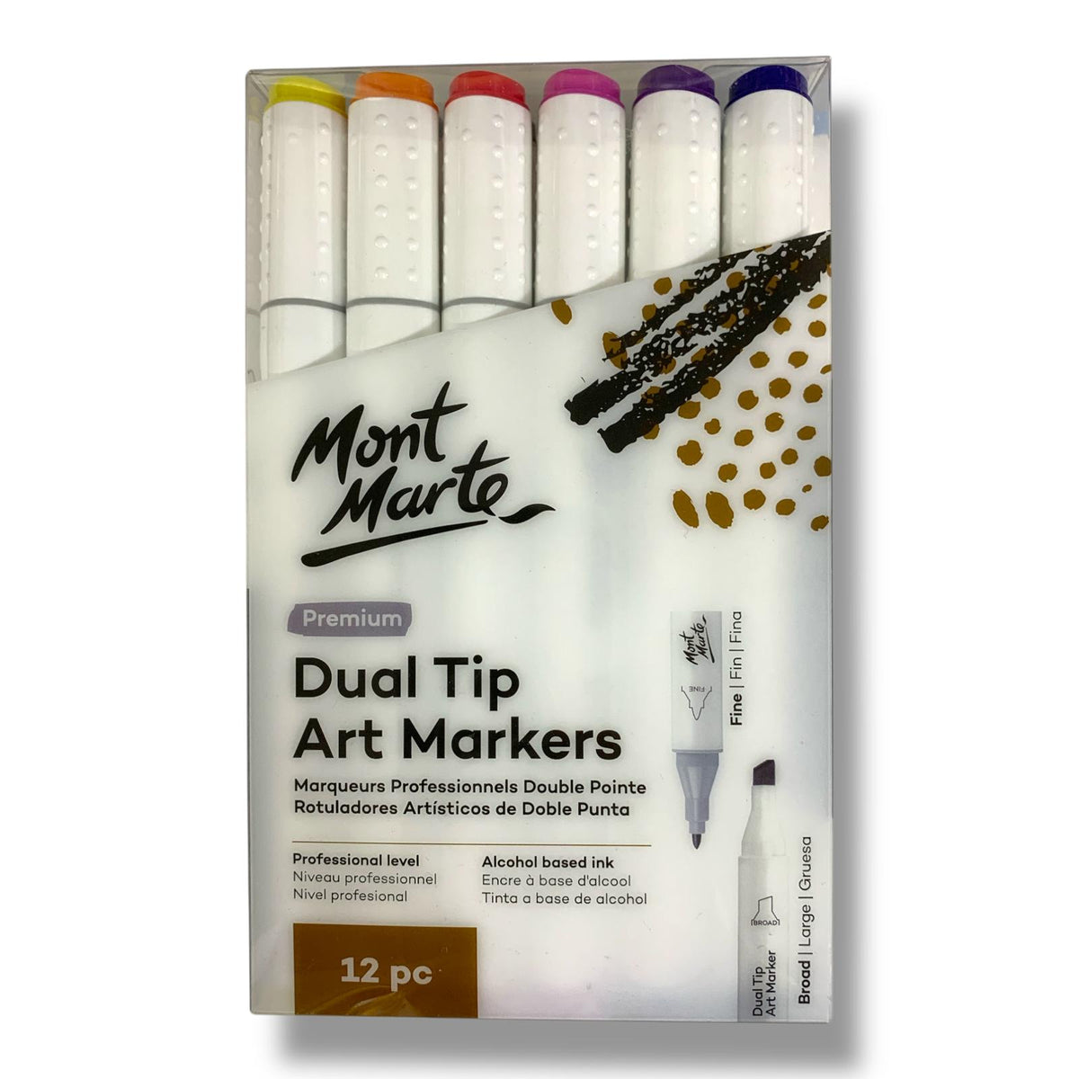 أقلام ماركر برأسين من مونت مارت 12 لوناً || Mont Marte Dual Tip Art Markers 12 colors