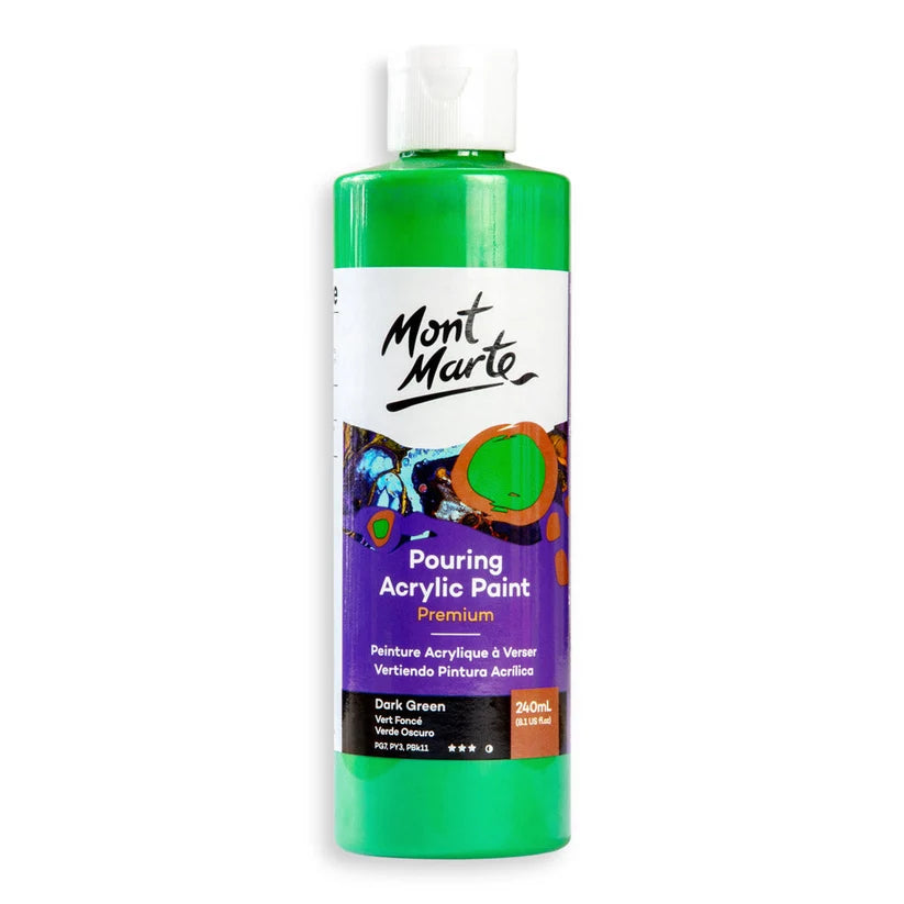 Mont Marte Premium Pouring Acrylic Paint 240ml for Fluid Art Dark Green