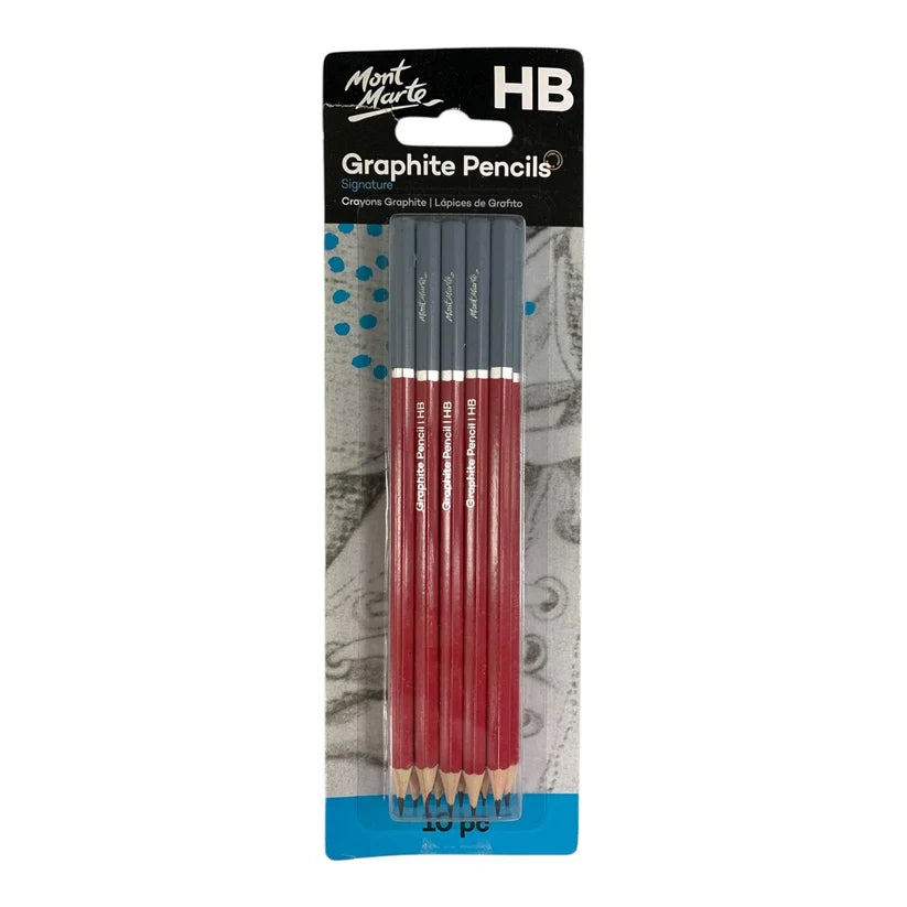 Mont Marte Signature Graphite Pencils 2B - 10 Piece Set for Everyday Drawing