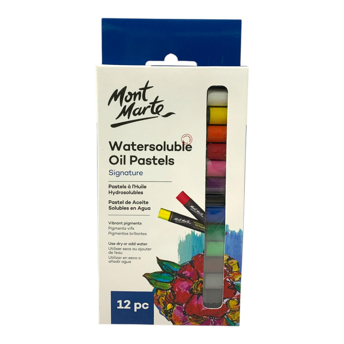 ألوان باستيل زيتية قابلة للذوبان في الماء من مونت مارت، 12 لوناً || Mont Marte Watersoluble Oil Pastels 12 Colors