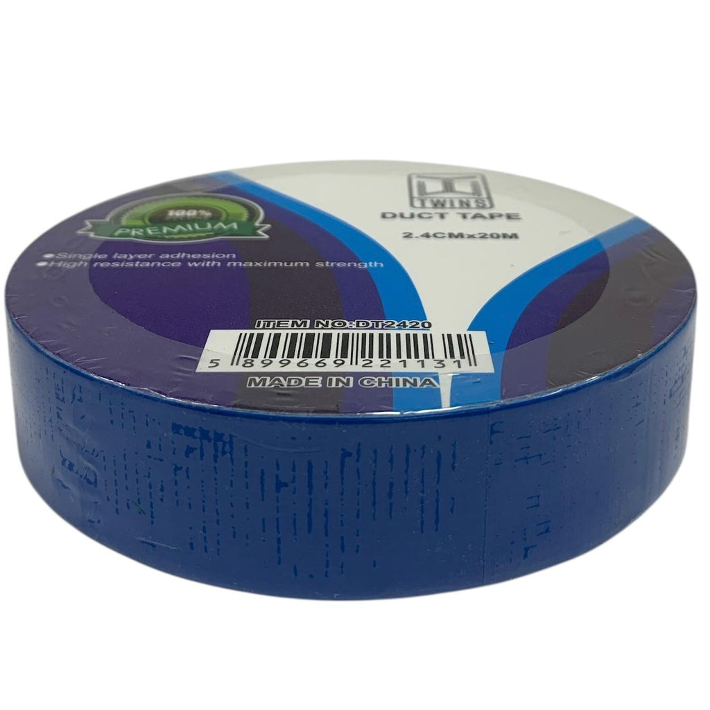 شريط لاصق قماش من A&T، مقاس 2.4 سم × 20 متر، حجم صغير، لون أزرق
