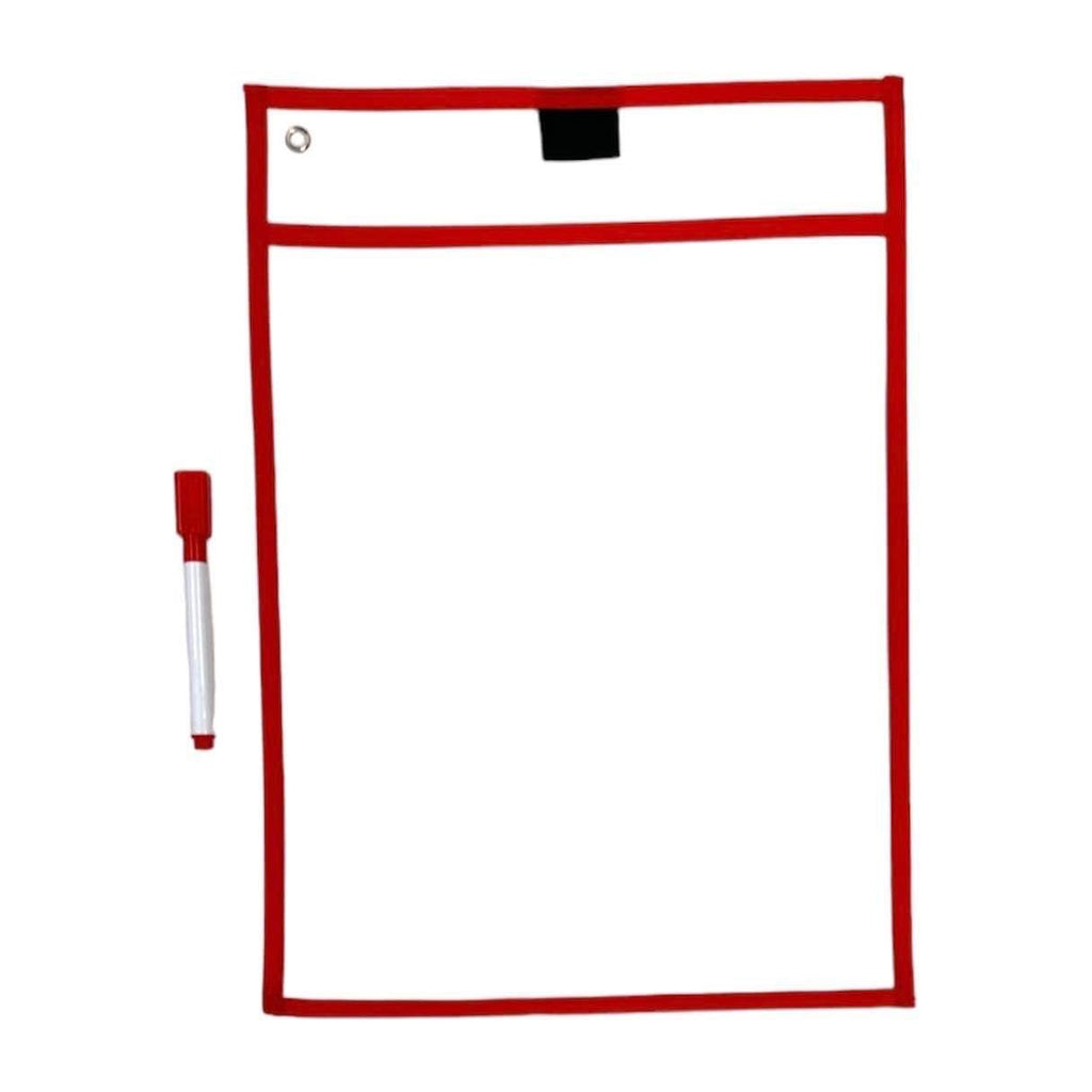 A&T Pocket Dry Erase File Sleeve Assorted Colors || جيوب ملف شفاف ملونة الوان متنوعة بفنحة من الاعلى اي اند تي