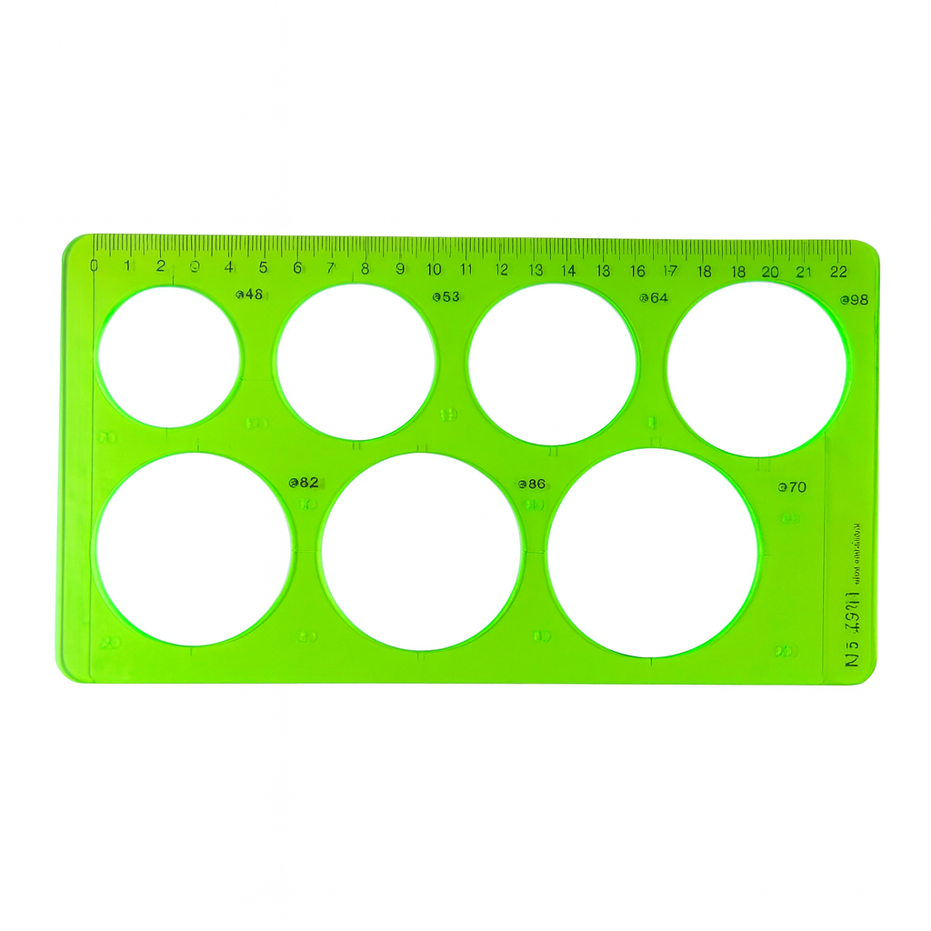 A&T Drawing Ruler Stencil 7 Circle Green Color || مسطرة رسم ستنسل A&T بـ 7 دوائر، لون أخضر