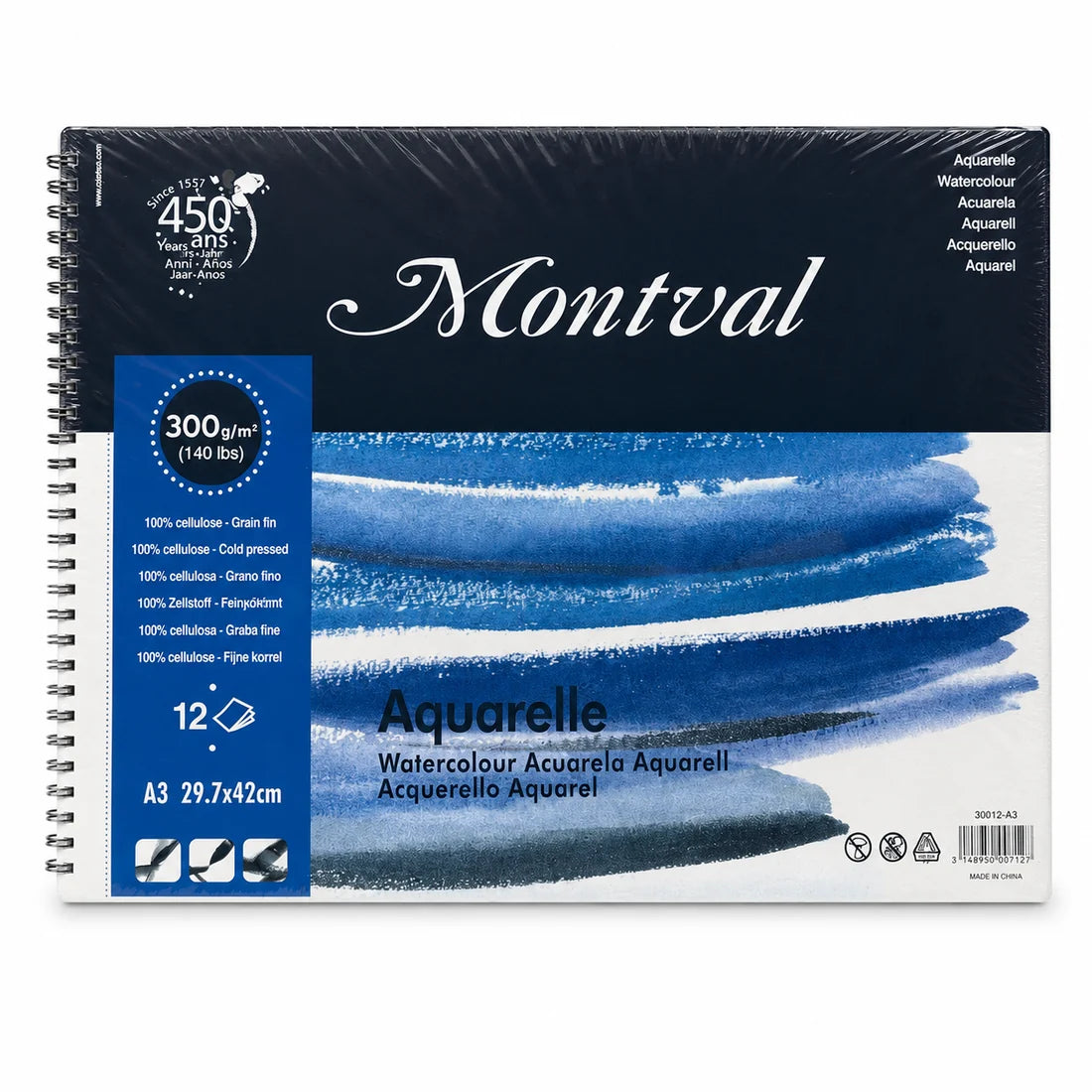 Montval Aquarelle Watercolor Pad 300 gsm A3 Size 12 Sheets