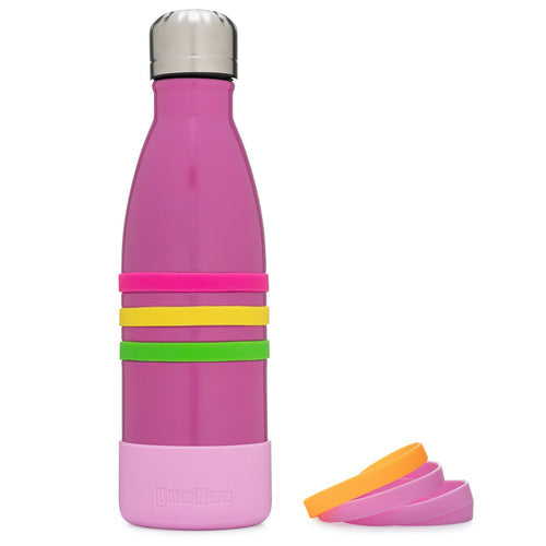 Yumbox Aqua Water Bottle with Steel Cap - Pacific Pink || زجاجة ماء يامبوكس Aqua بغطاء ستانلس ستيل - Pacific Pink