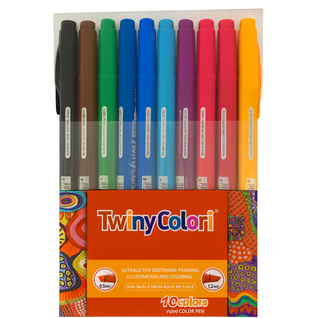 IBC Twiny Colori Twin Tip 10 Color Set || مجموعة أقلام تلوين برأسين من IBC، 10 ألوان