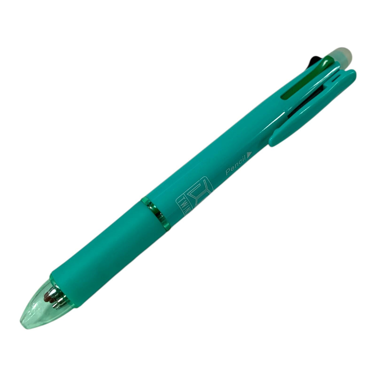 A&T Twins 4 Color Erasable Pen + Pencil Teal Color || قلم حبر قابل للمسح بأربعة ألوان مع قلم رصاص من إي آند تي توينز - لون تركوازي