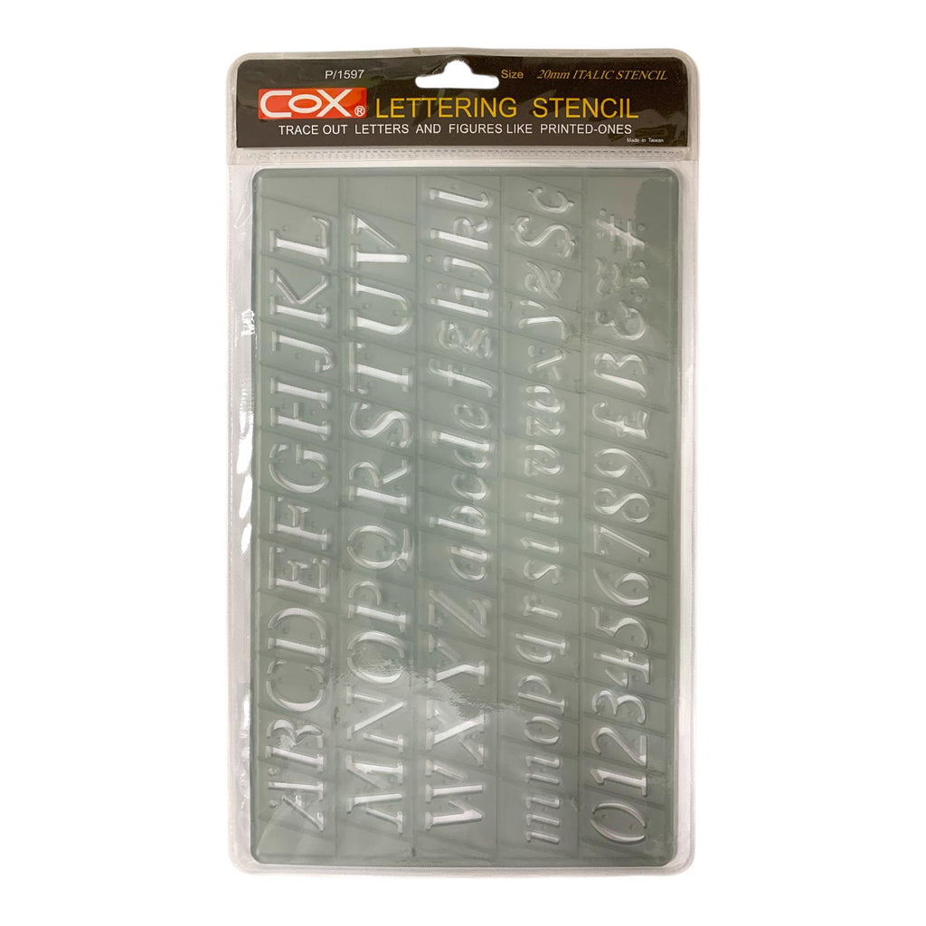 Cox Lettering Stencil Ruler Alphabets Numbers Italic || مسطرة ستنسل احرف و ارقام انجليزي مائلة