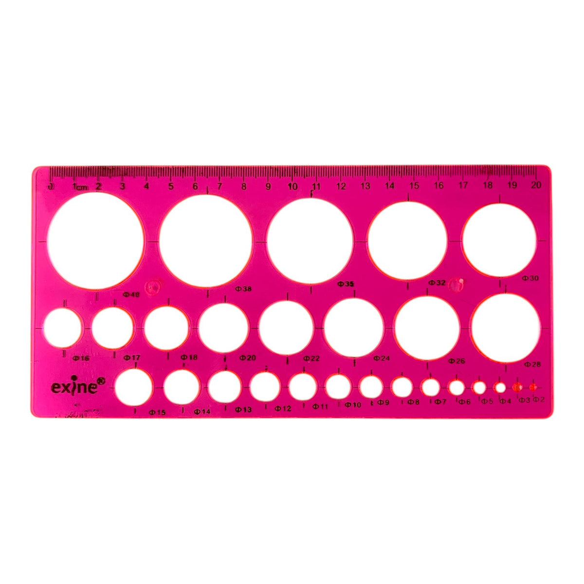 A&T Drawing Ruler Stencil 27 Circle Pink Color || مسطرة رسم ستنسل من A&T بـ 27 دائرة، لون وردي