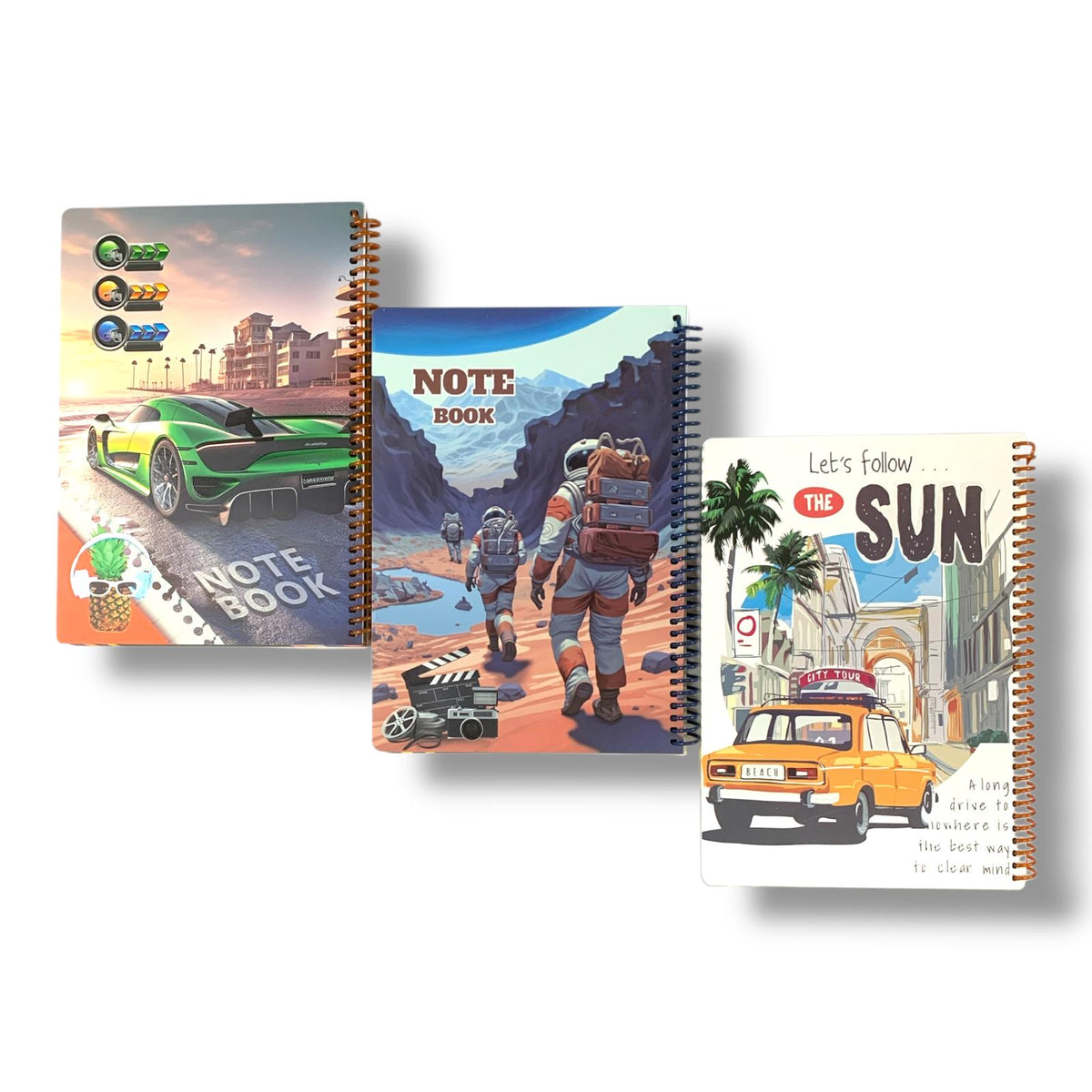 A&T Package 3 Notebooks 7x9 100 Pages Assorted Boys Models || مجموعة دفاتر من A&T، 3 قطع، مقاس 7×9، 100 ورقة، موديلات ولادي متنوعة