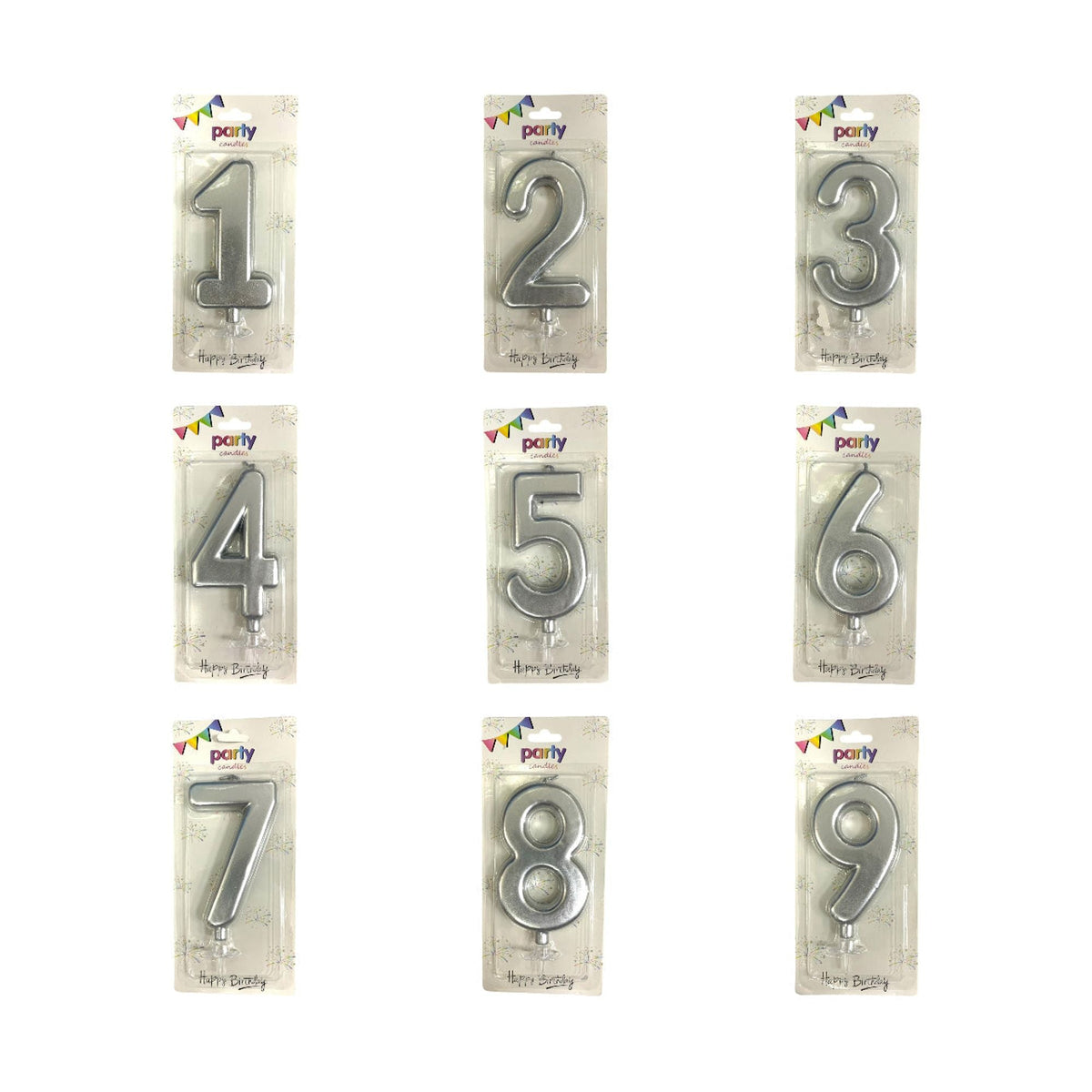 Birthday Candles Silver Color from 0-9 || شموع اعياد ميلاد لون فضي من ٠-٩