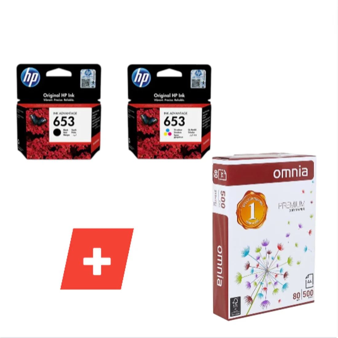 653 hp printer ink set + A4 Paper